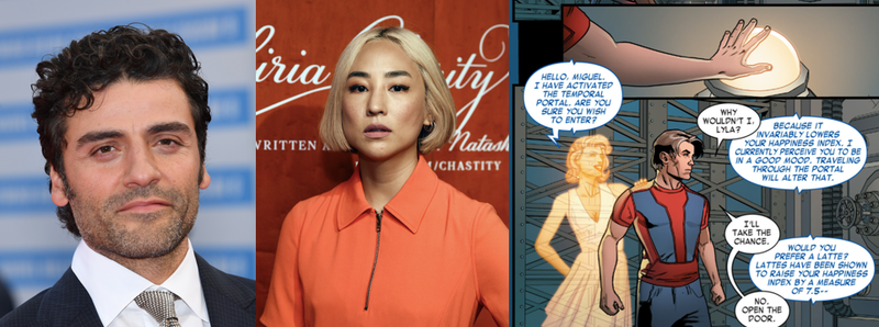 From left: Oscar Isaac, Greta Lee, and Lyla and Miguel.